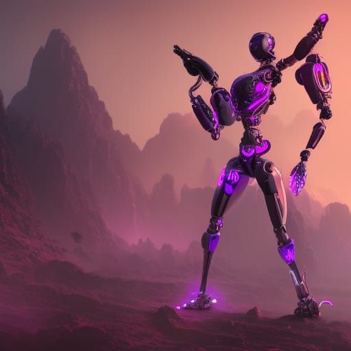 Robot Barbie in Detailed Matte Painting