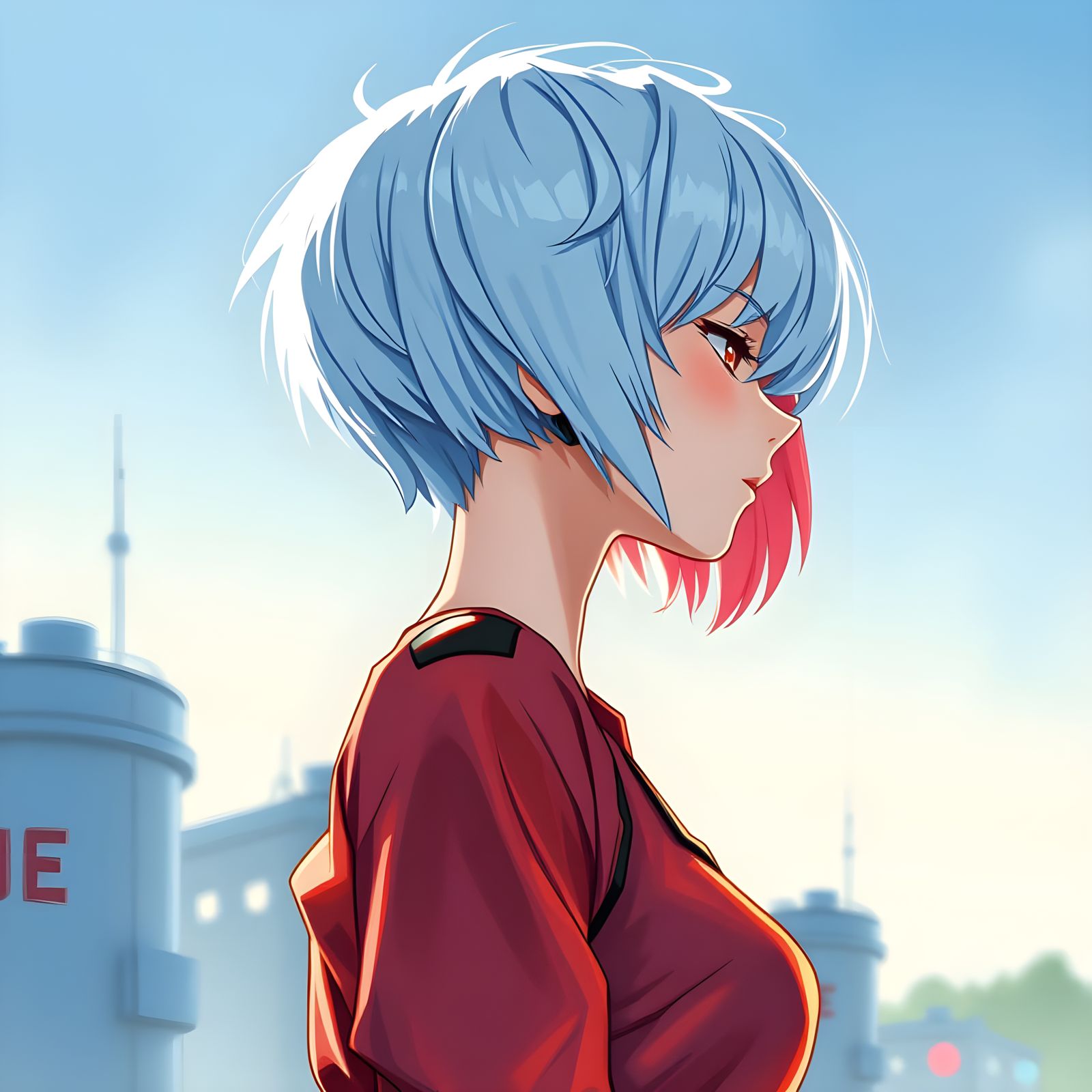 Ethereal Rei Ayanami in Watercolor Manga Style