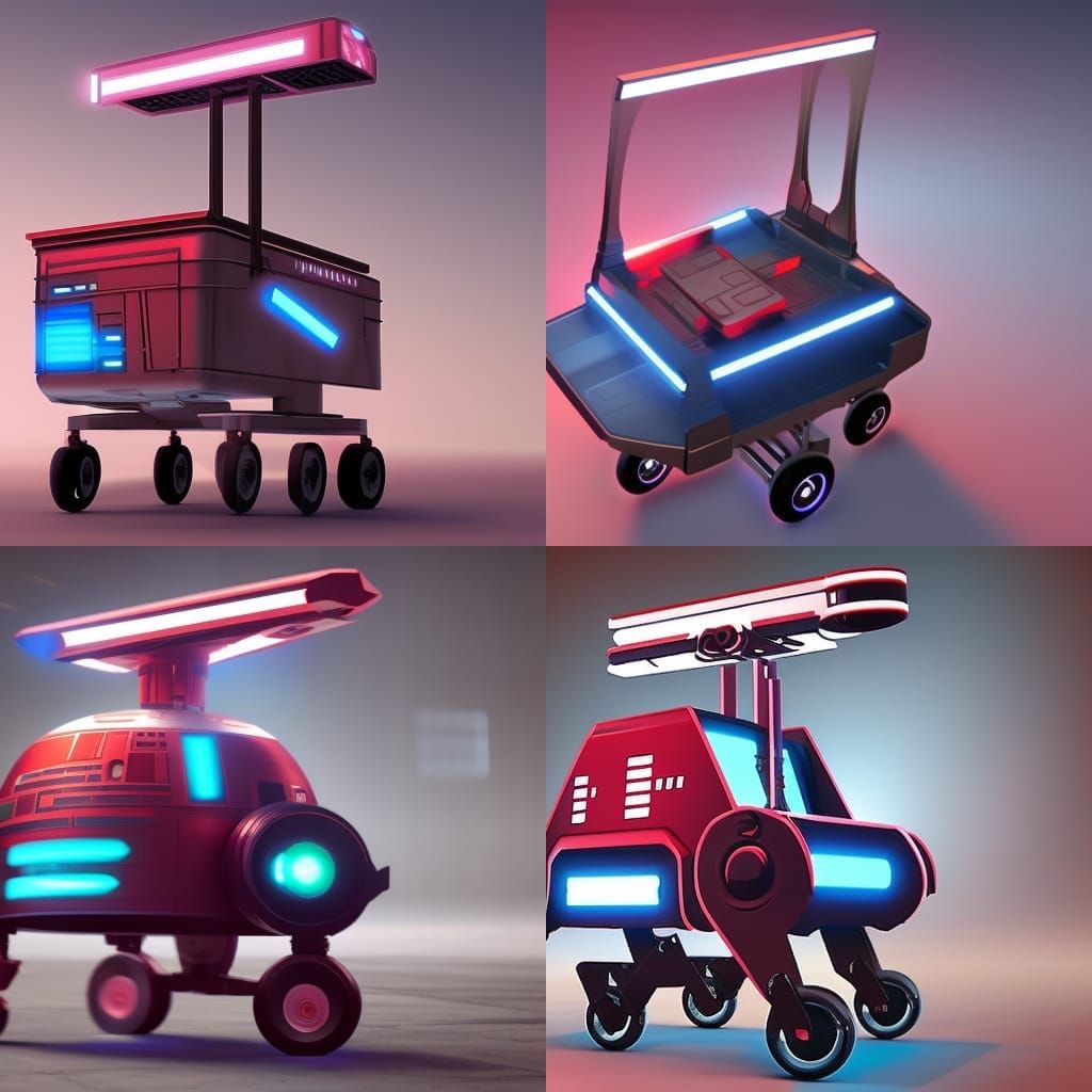 Futuristic Hovering Shopping Cart in Droid Style