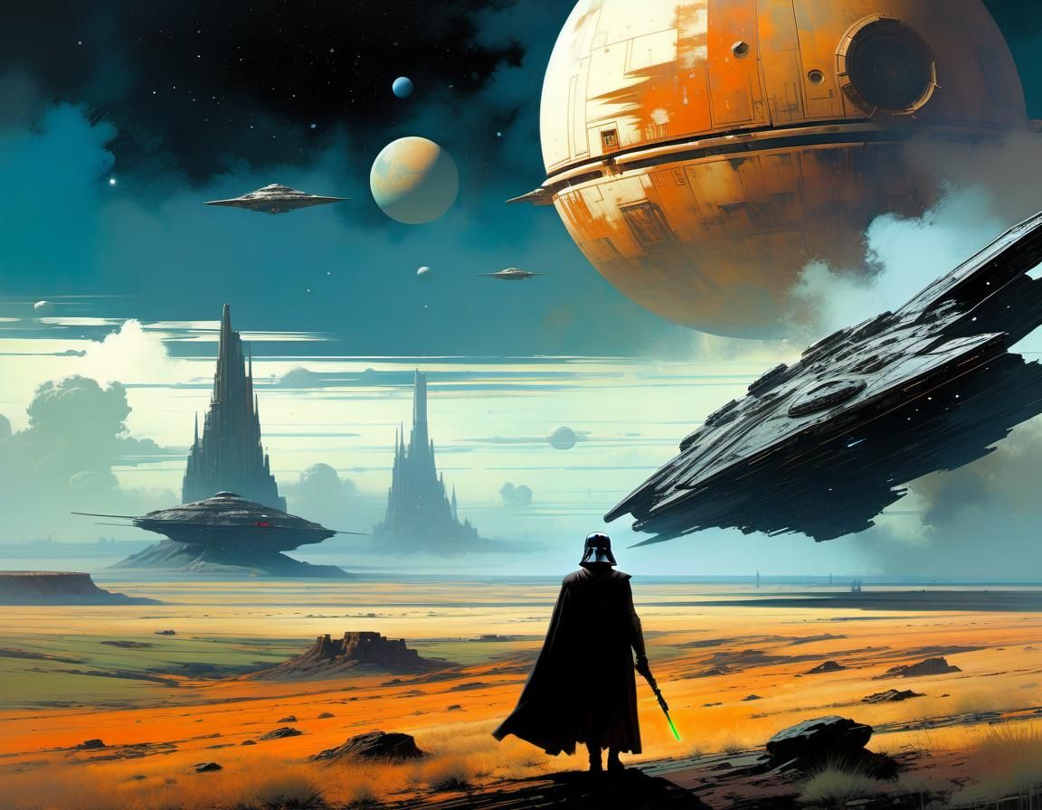 Star Wars on Alien Prairie, Digital Illustration