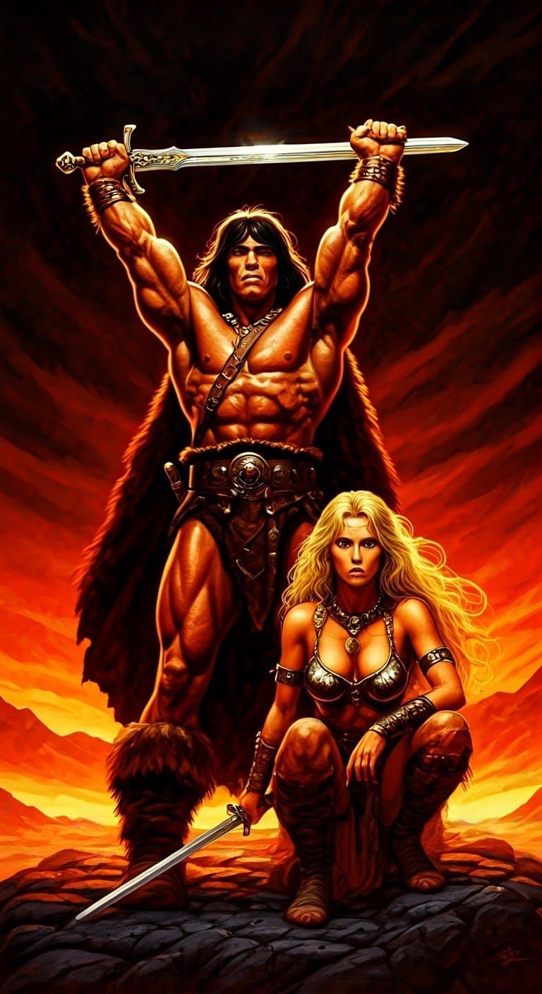 Epic Conan Barbarian Swordsmanship in Triumph