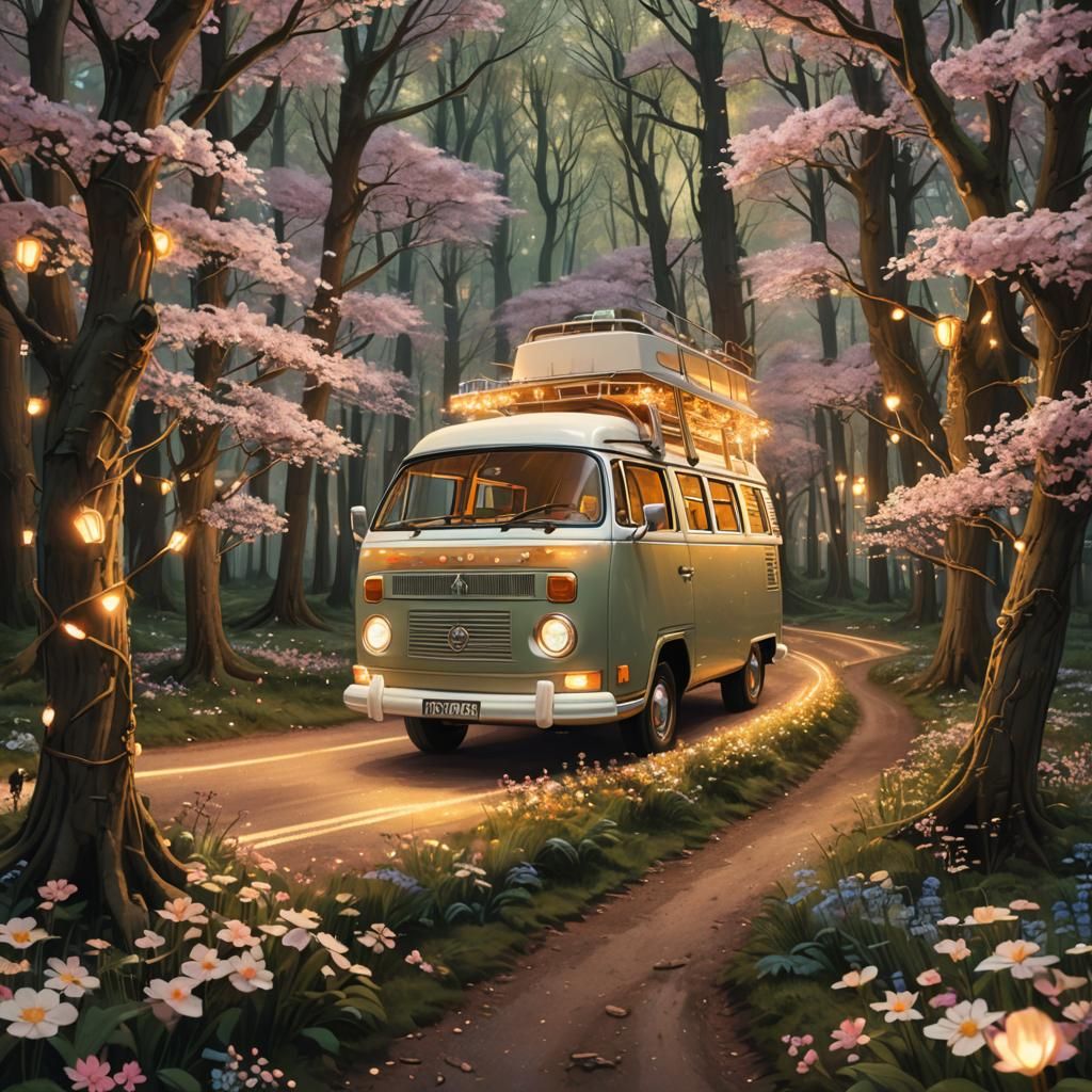 Enchanted Forest Campervan Adventure as Matte Painting