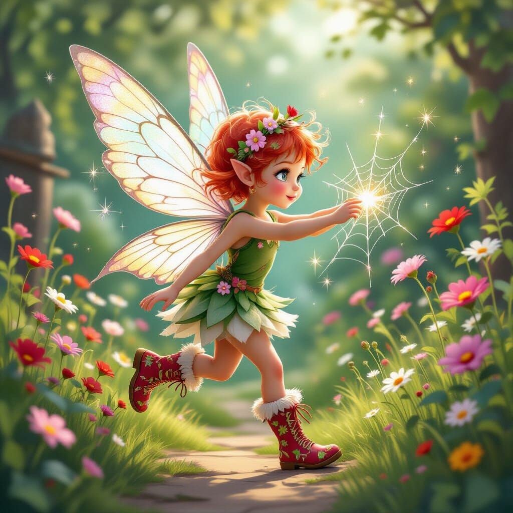 Whimsical Fairy Winklepix in Grandma's Garden