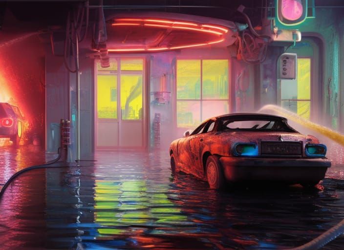 Cyberpunk Car Fire Extinguished in Lab