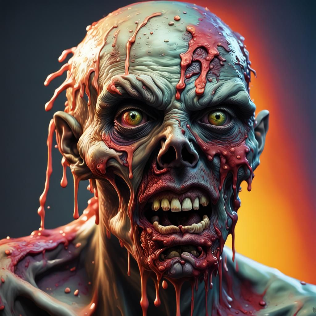 Hyperrealistic Melting Zombie Concept Art