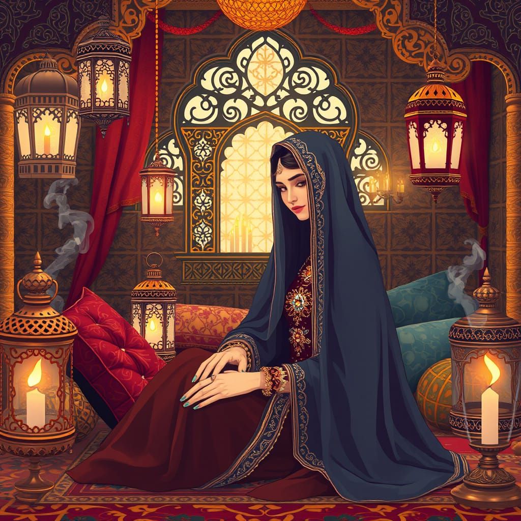 Oriental Harem Dreamscape in Pop Art Style