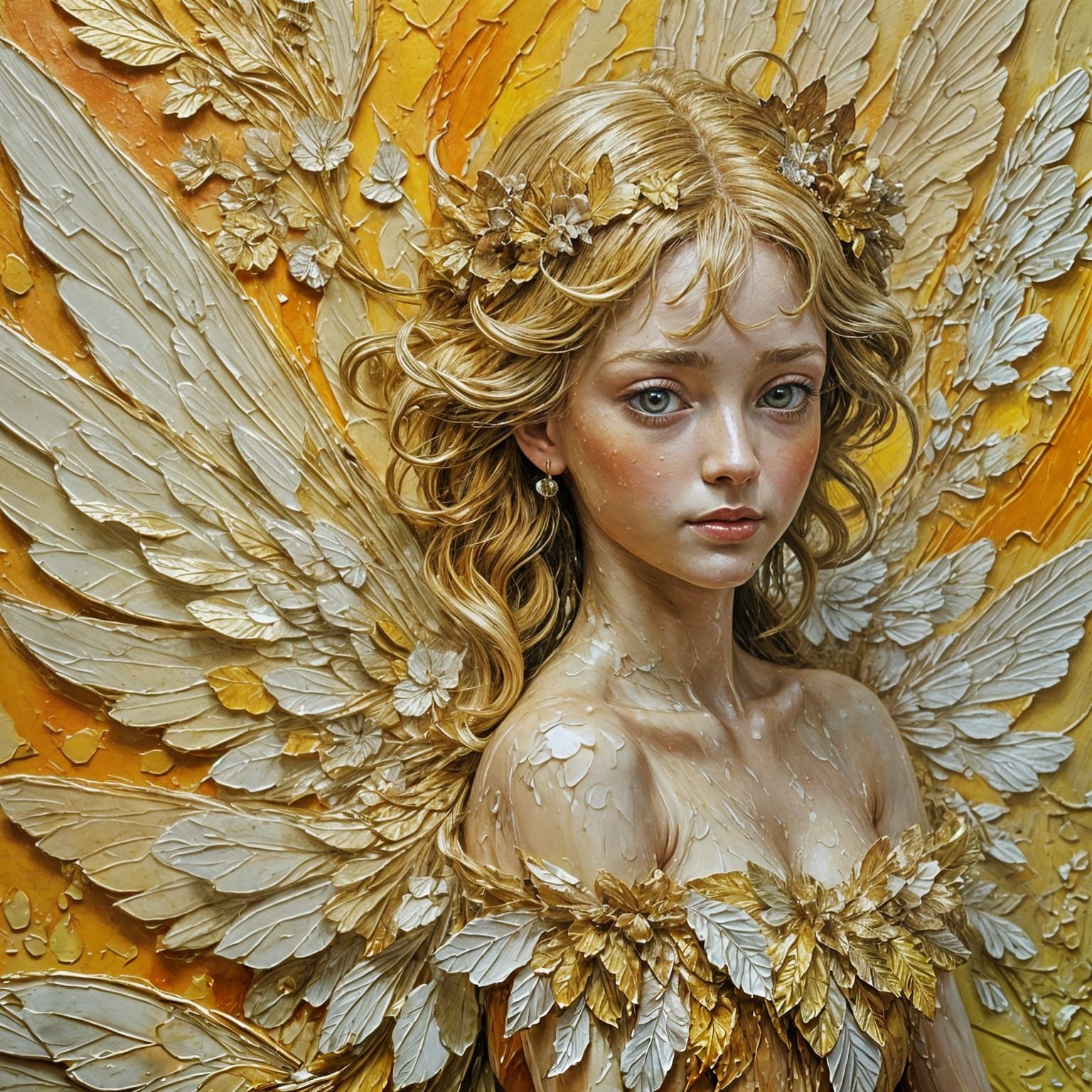 Golden Fairy in Impasto Oil Painting