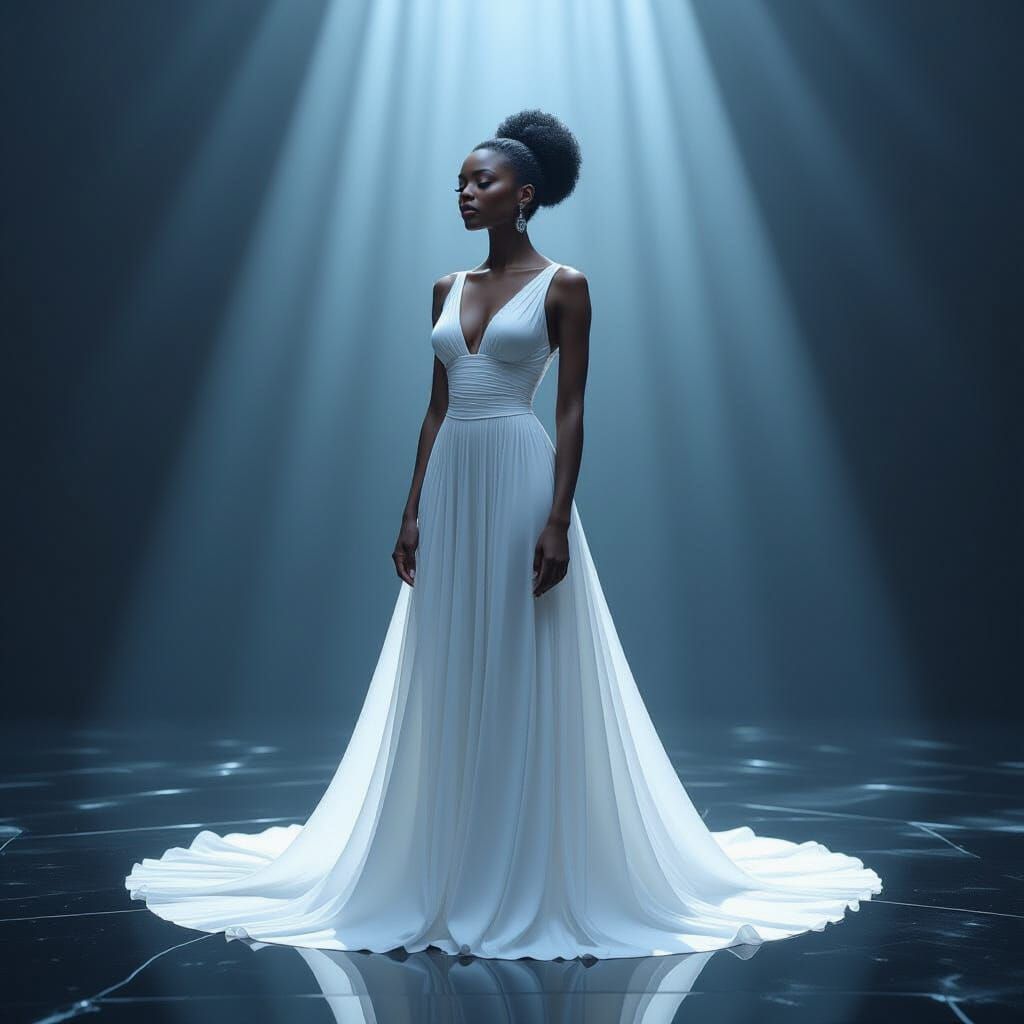 Glass Woman in White Gown: Afrofuturist Vision