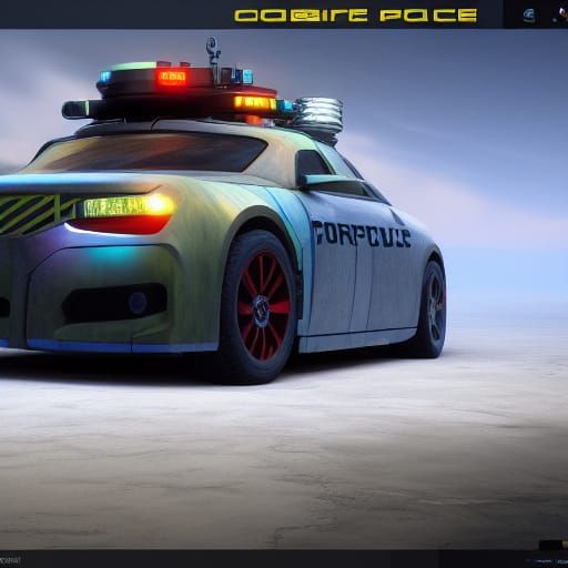 Detailed Cyborg Police Car Concept Art