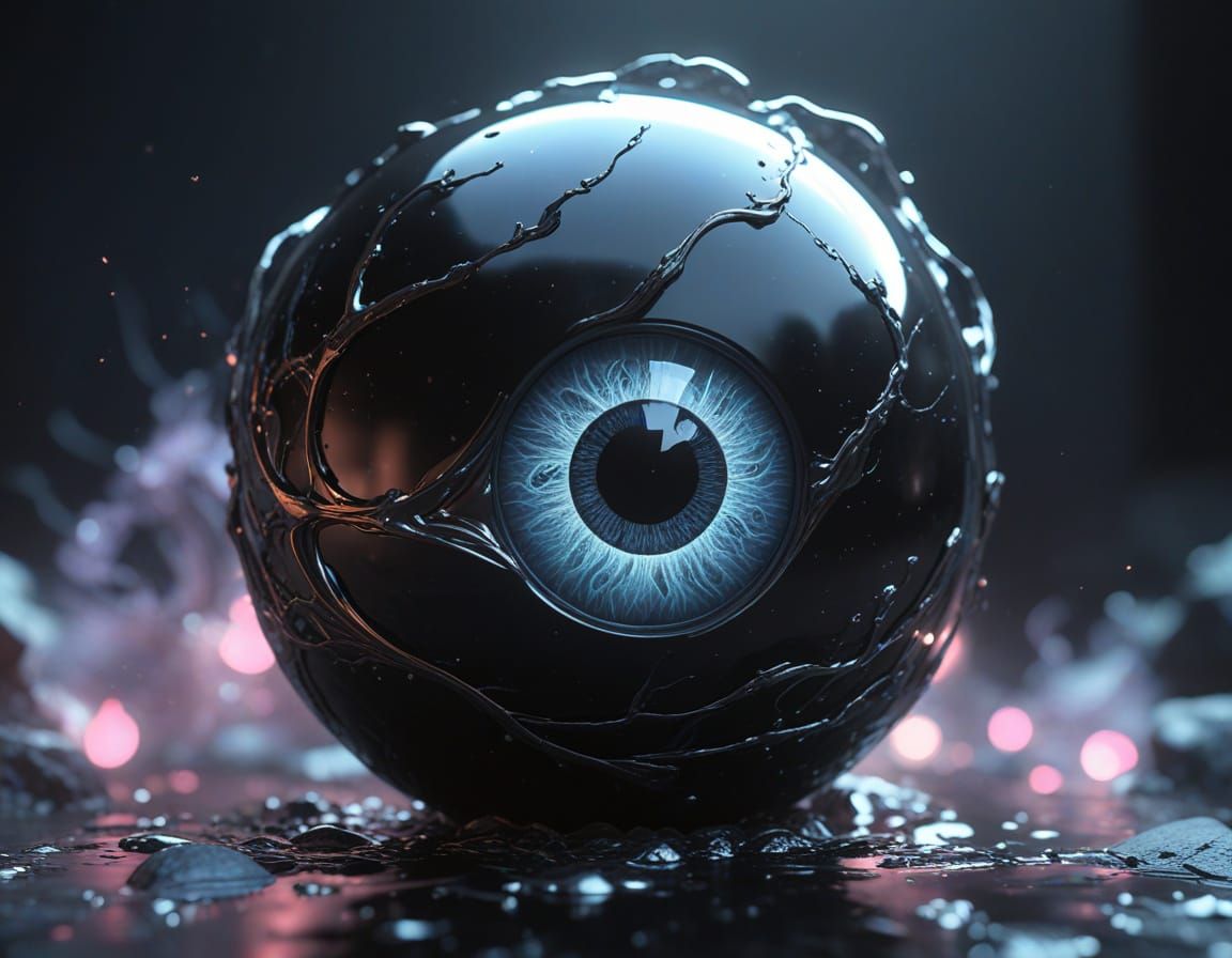 Glowing Onyx Orb Radiates Dark Mystical Energy in Anime Art