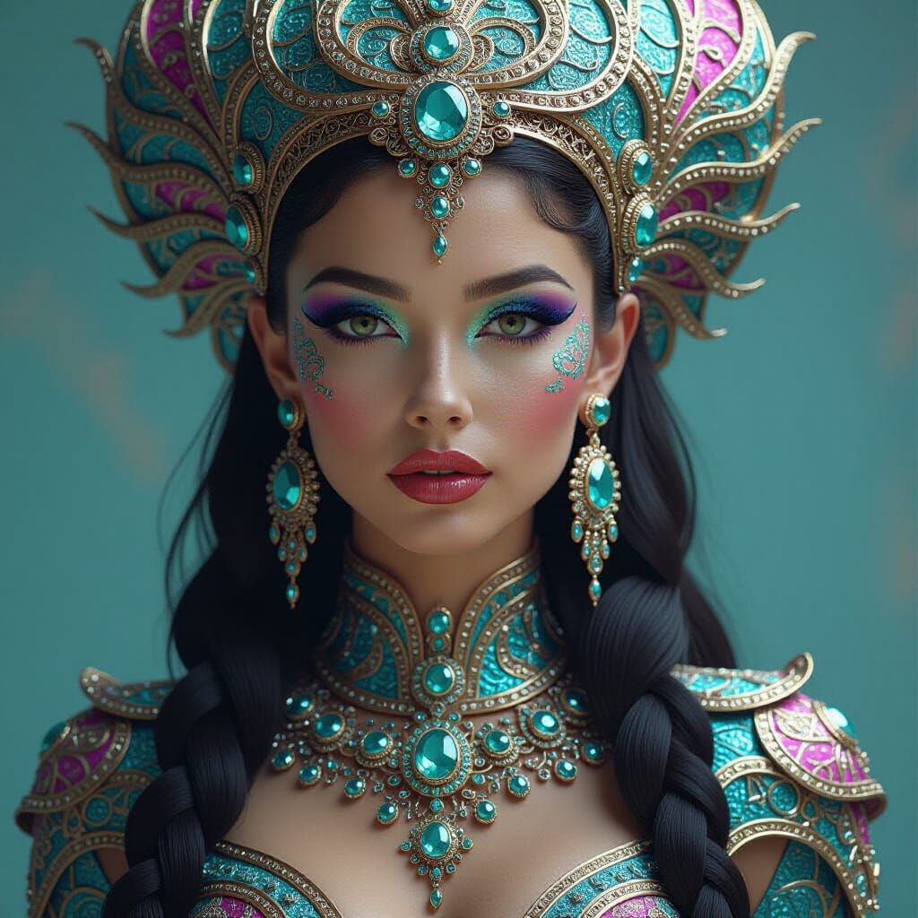 Alien Woman in Biomechanical Art Nouveau Style