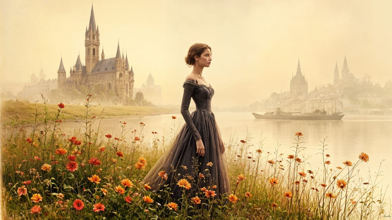 Impressionist Landscape in Foggy Rouen, à la Camille Pissaro...