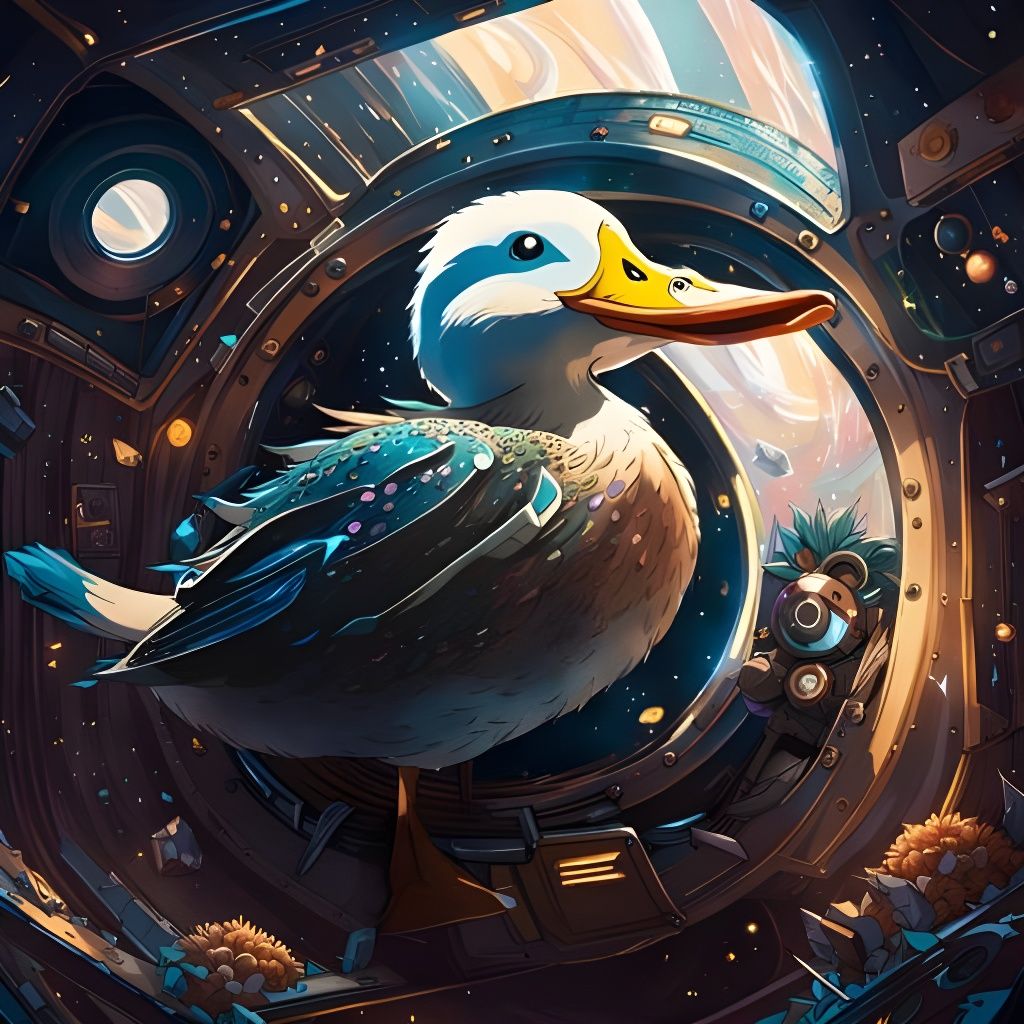 Duck Pilot in Starship Interior, Manga Style
