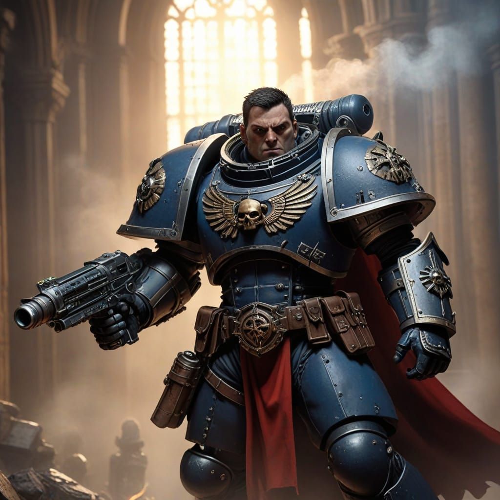 Epic Warhammer Astartes in Gothic Cathedral