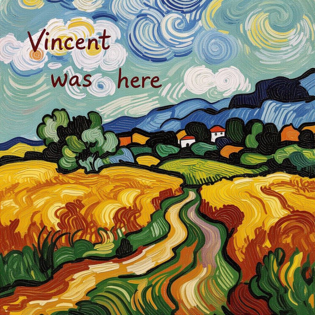 Unfinished Landscape Painting in Post-Impressionist Style