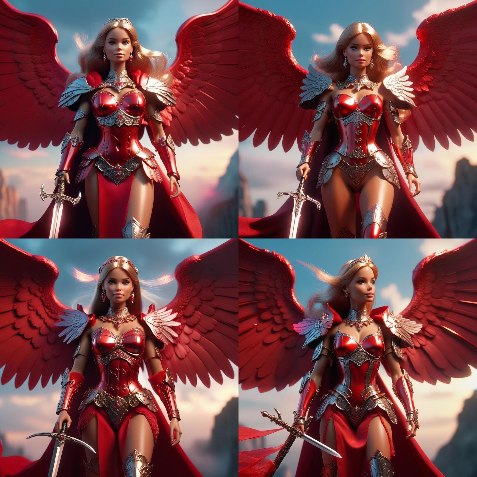 Barbie as Glowing Archangel Warrior with Sword