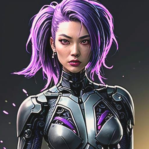 Slender Cyborg with Magenta Eyes and Claws