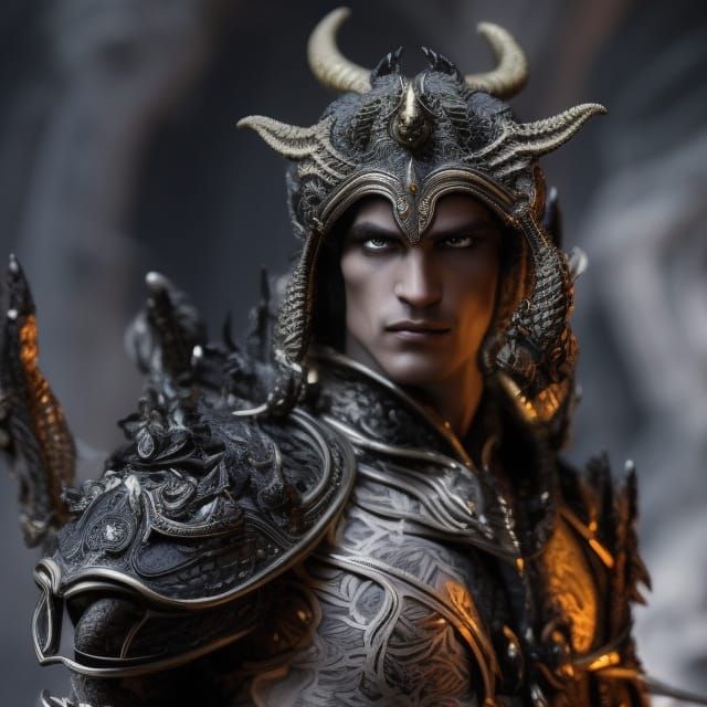 Fierce Dark Elf Typhon Warrior in Elaborate Armor