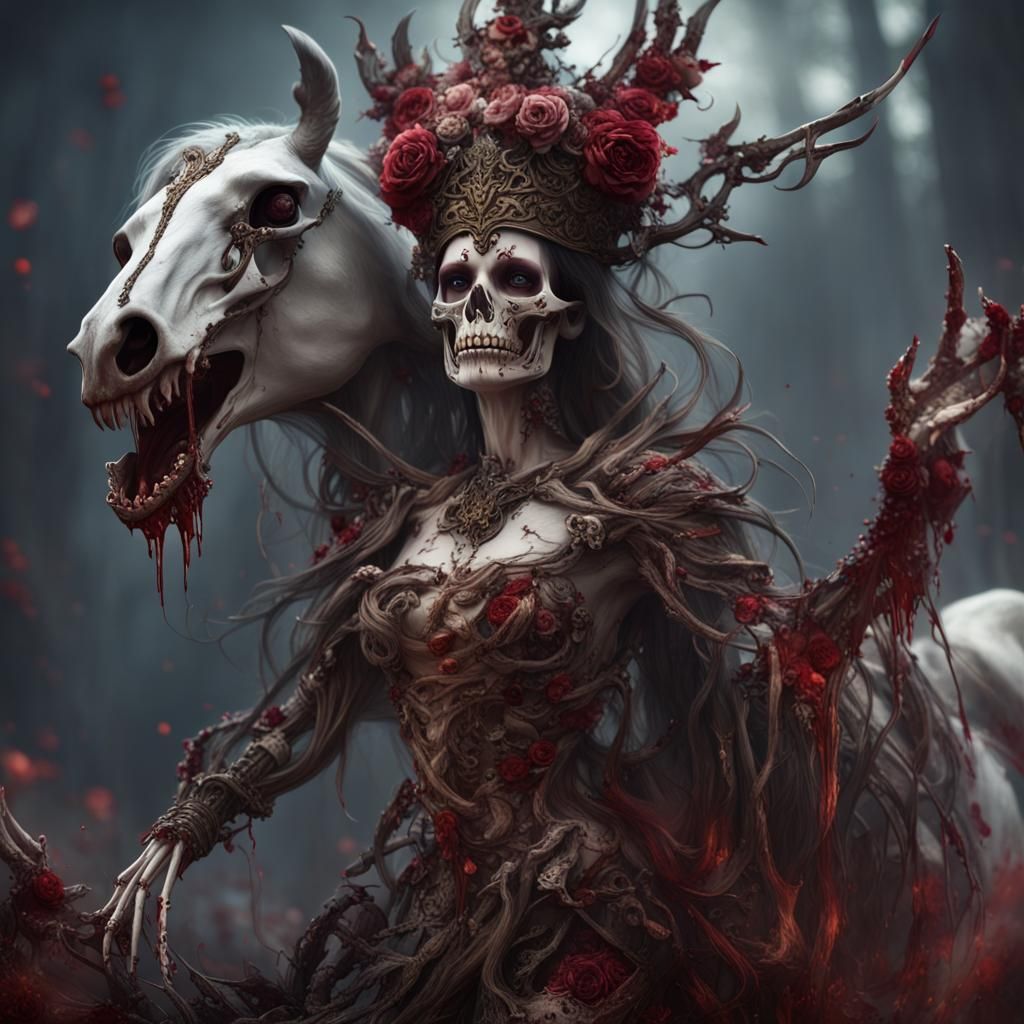 Hel Goddess of Death on Pale Horse