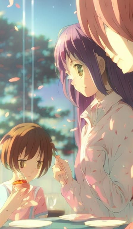 Anime Women Enjoying Ice Cream, Makoto Shinkai Style