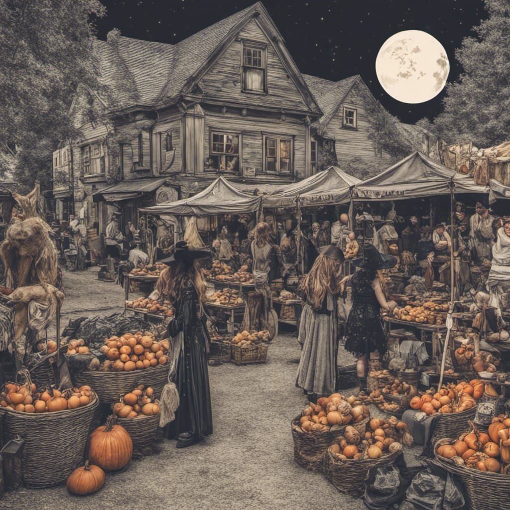 Magical Farmers Market with Witches and Wizards