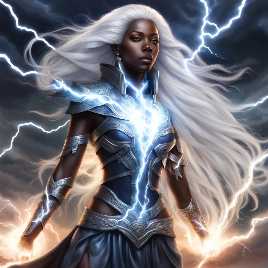 Ebony Goddess with Lightning Aura