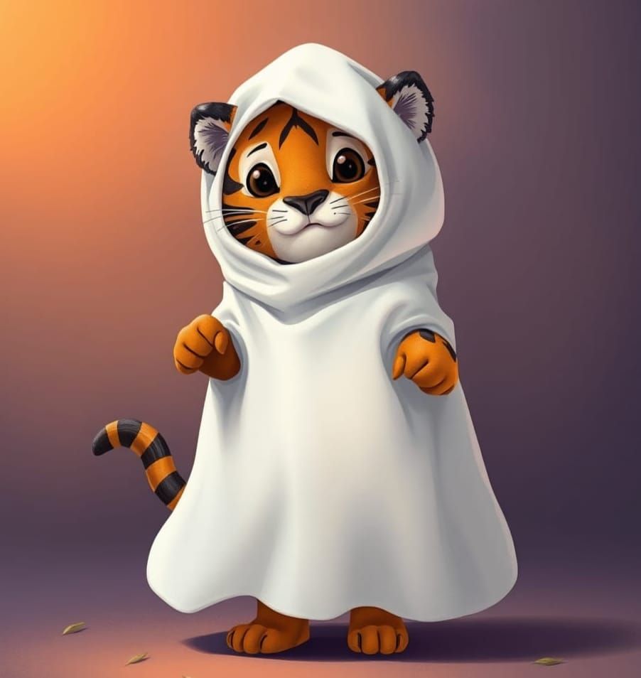 Tiger in Sheet Ghost Costume for Halloween