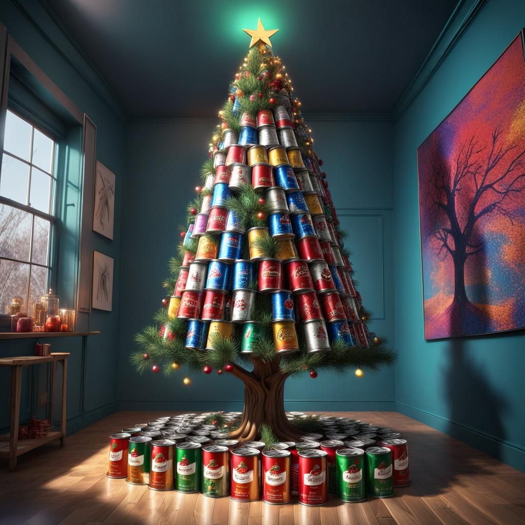 Soup Can Christmas Tree: Warhol-Inspired Pop Art