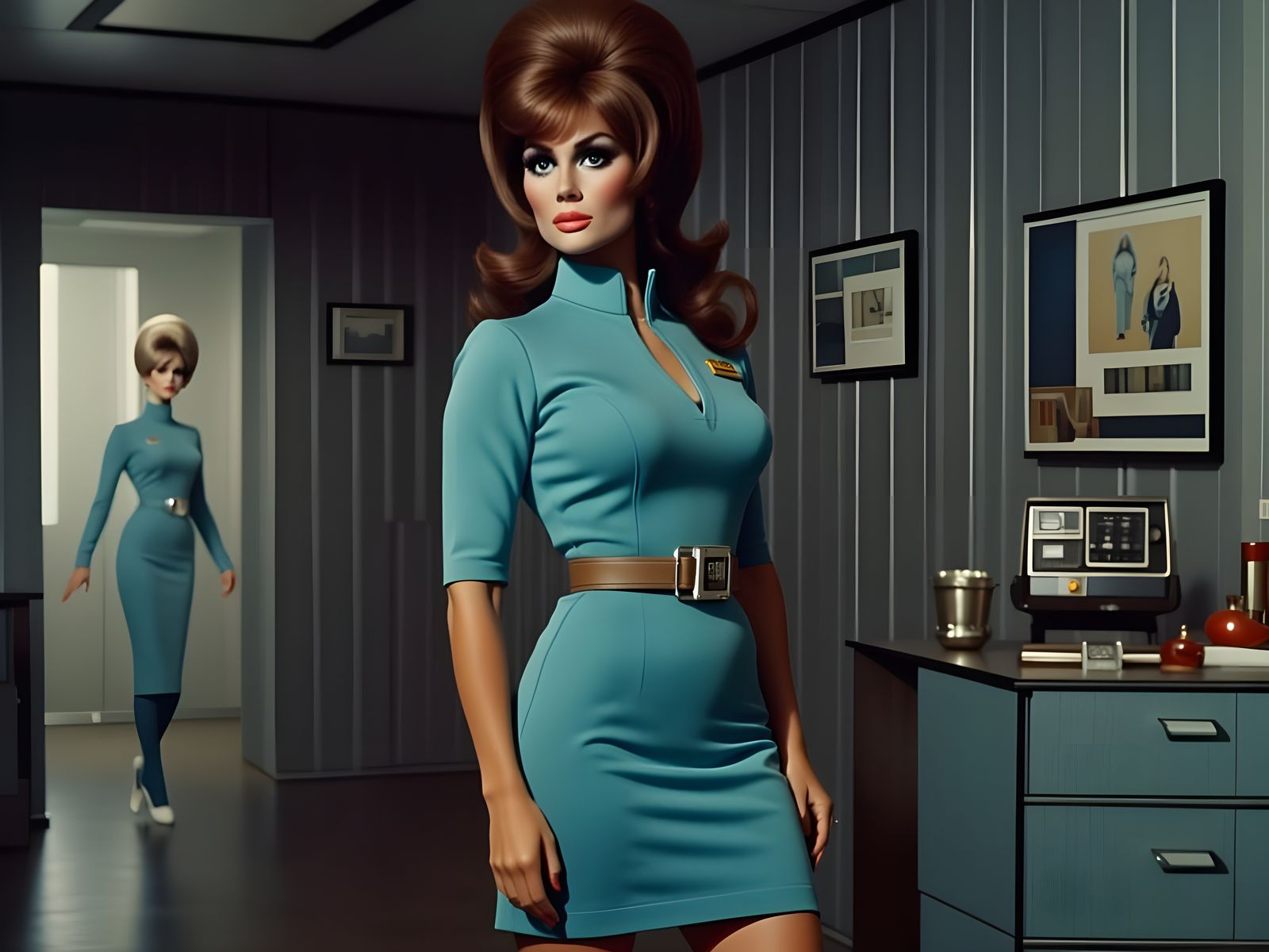 Raquel Welch Inspired Space Commander in Shiny Blue Uniform