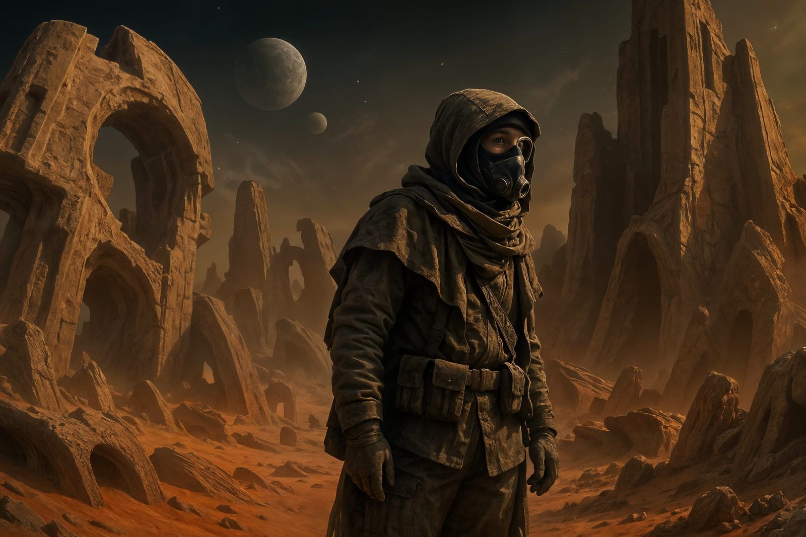 Explorer Gazes Upon Crumbling Alien Ruins in 8K