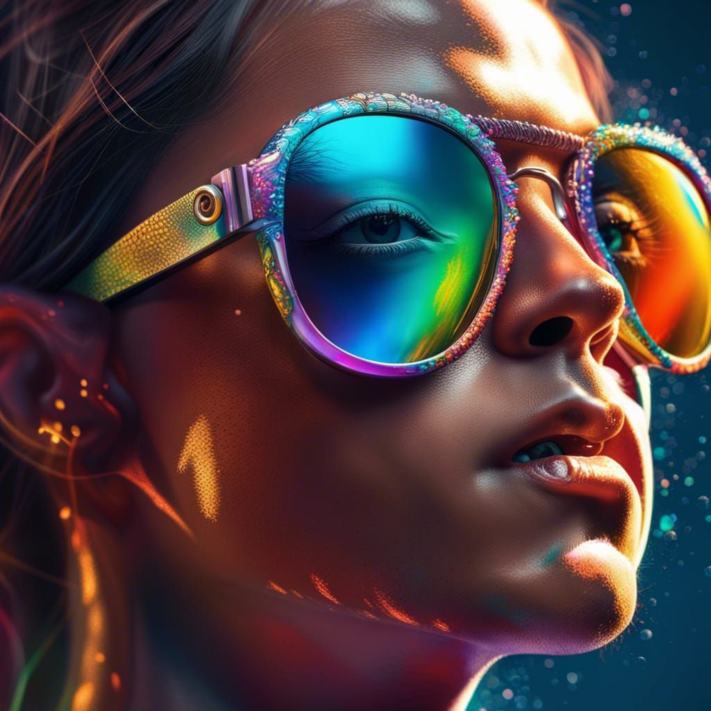 Iridescent Horsefly Sunglasses: Hyperrealistic Portrait