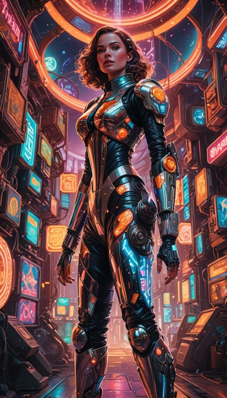 Science Fiction Pin-Up Girl in Dynamic Pose