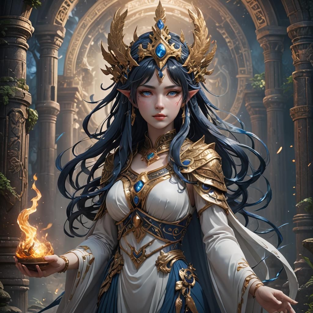 Goddess Hestia Anime-Style Concept Art