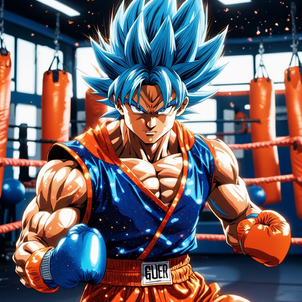Goku Super Saiyan Blue Boxing, 90s Anime Style