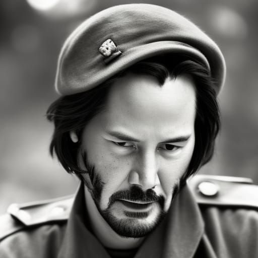 Keanu Reeves as 40s Soldier in Sepia Portrait