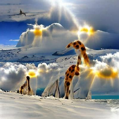 Giraffes in Antarctica with Divine Sunshine