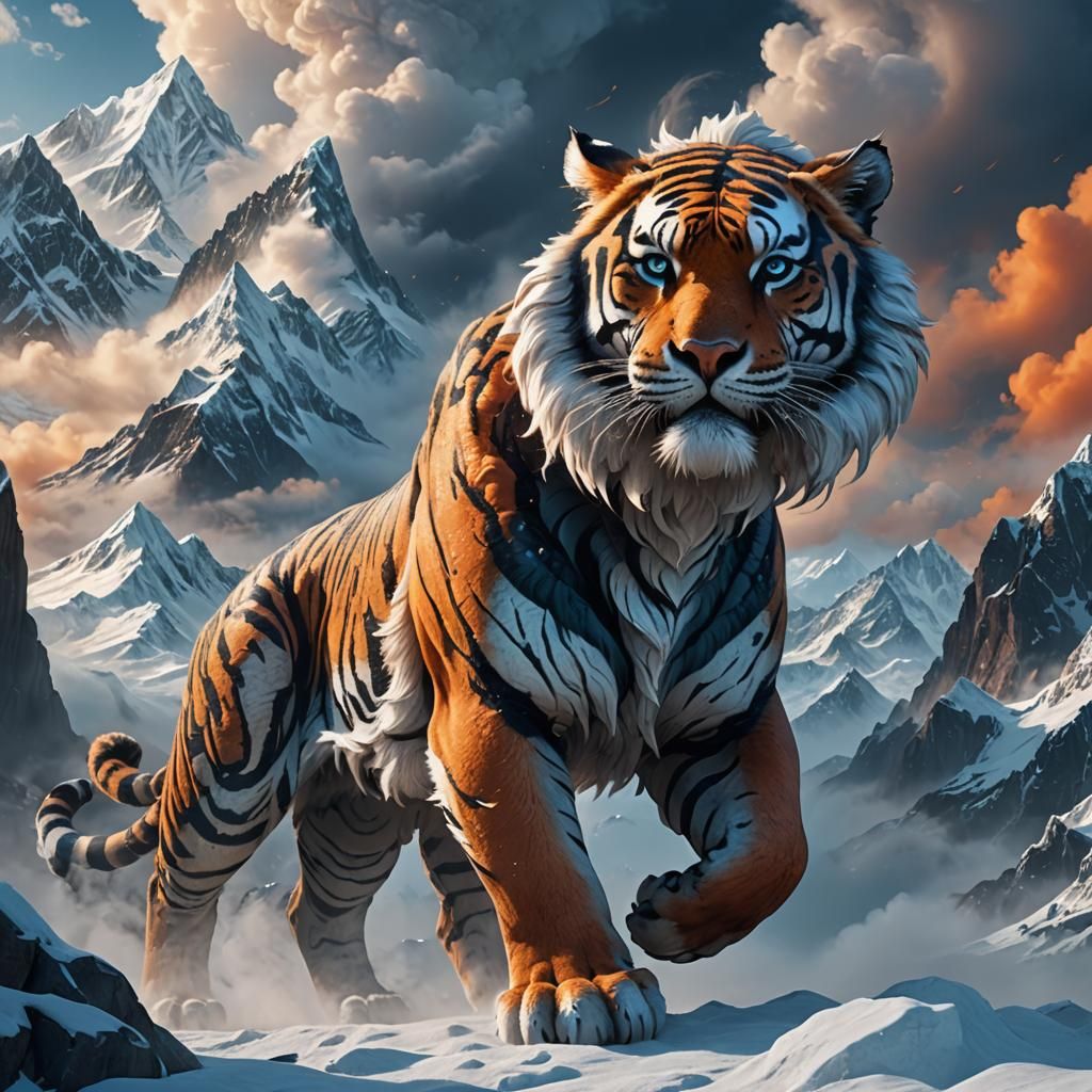 Majestic Cloud Tiger Concept Art in 3D