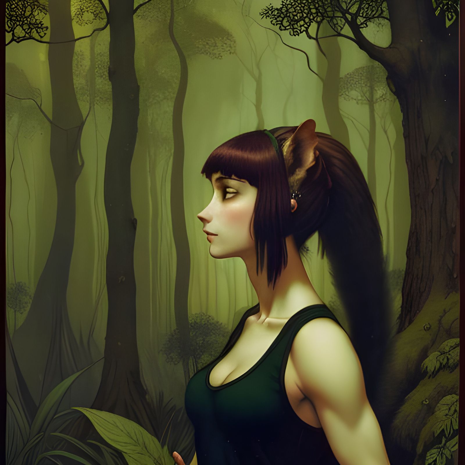Detailed Squirrel Woman in Woods, Fairy-Tale Style