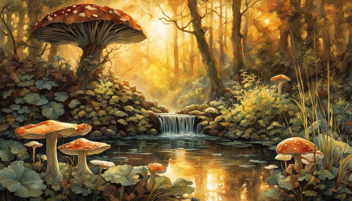 Abandoned Mining Town in Watercolor Style