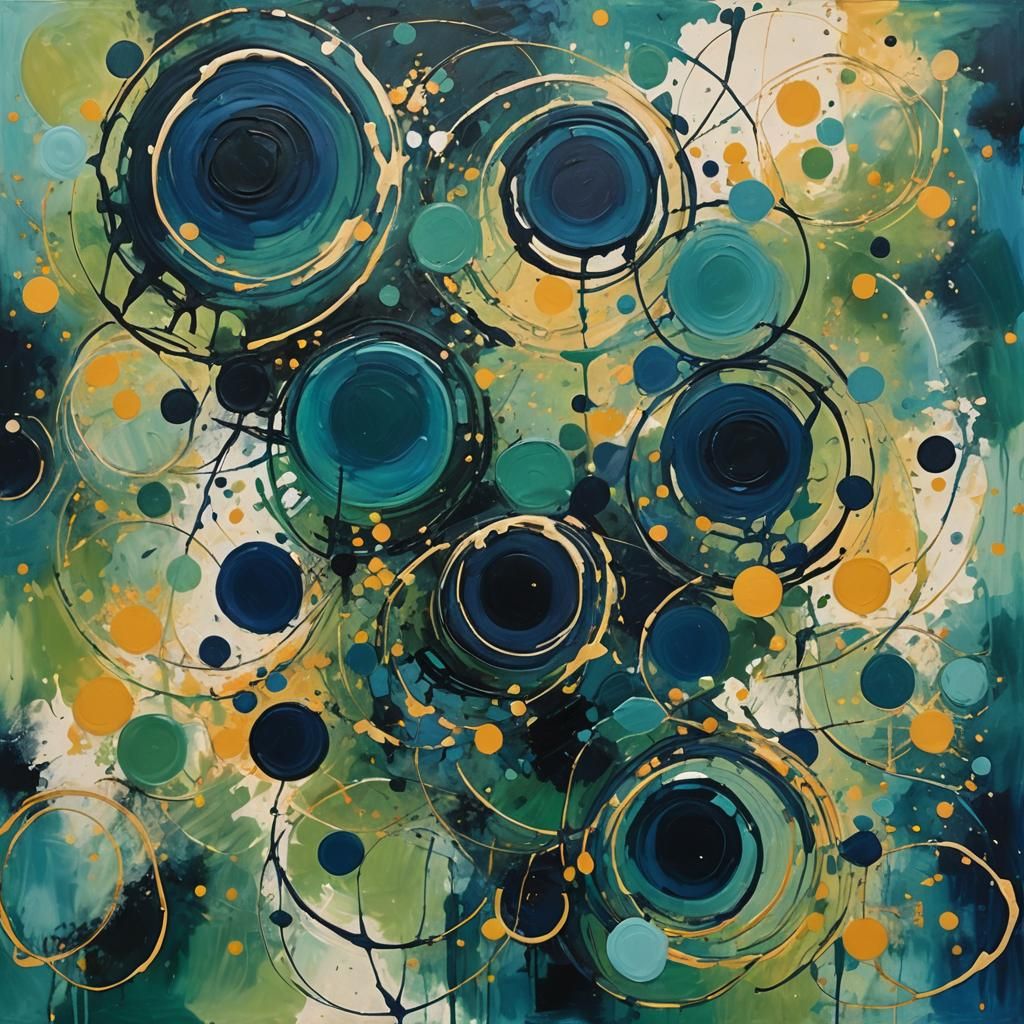 Abstract Circles and Squares in Expressionist Style