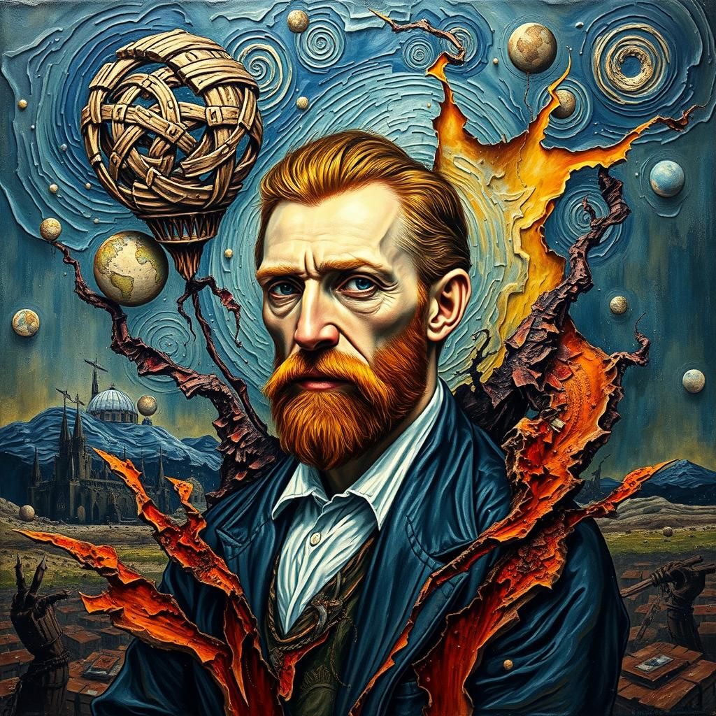 Van Gogh Portrait in Surreal Pre-Apocalyptic Style