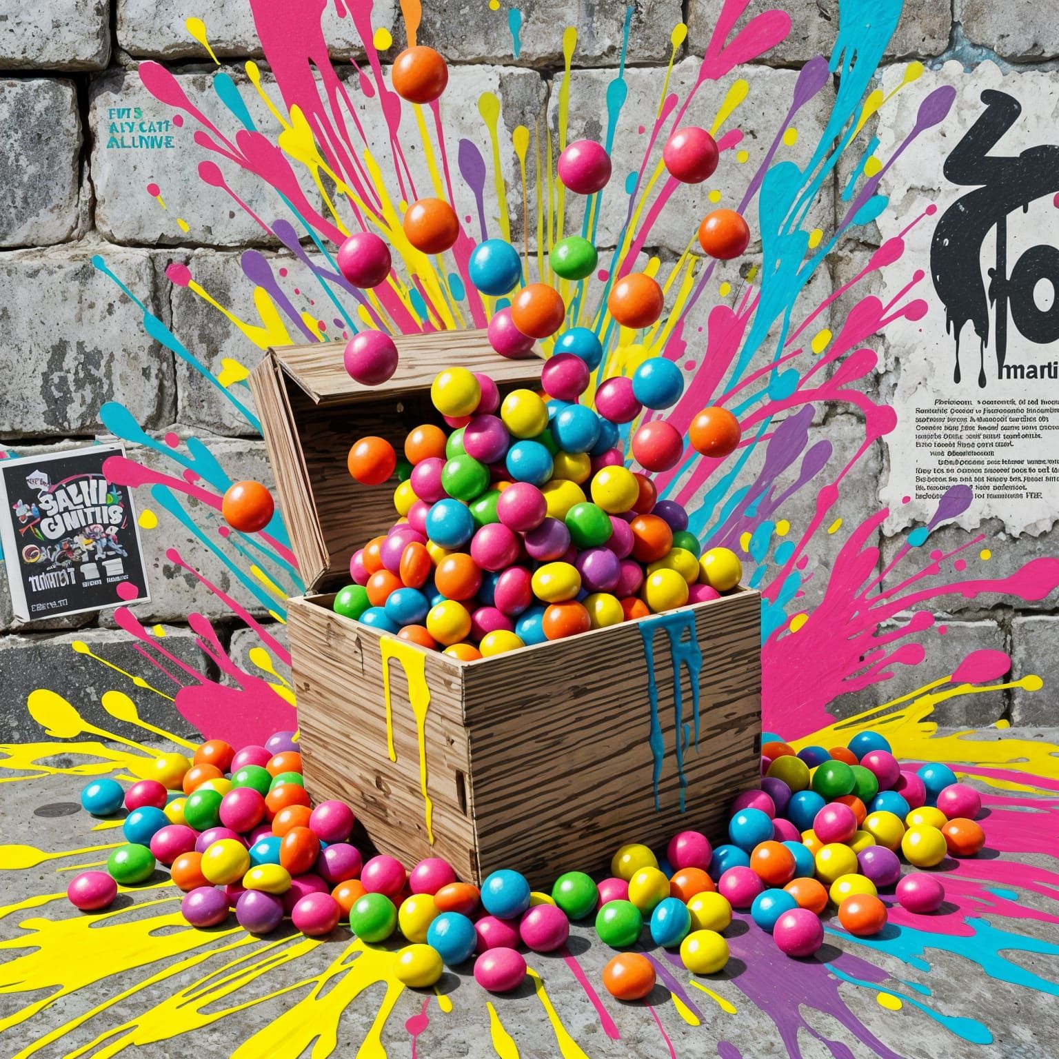Colorful Candies in Graffiti Splash Art Style