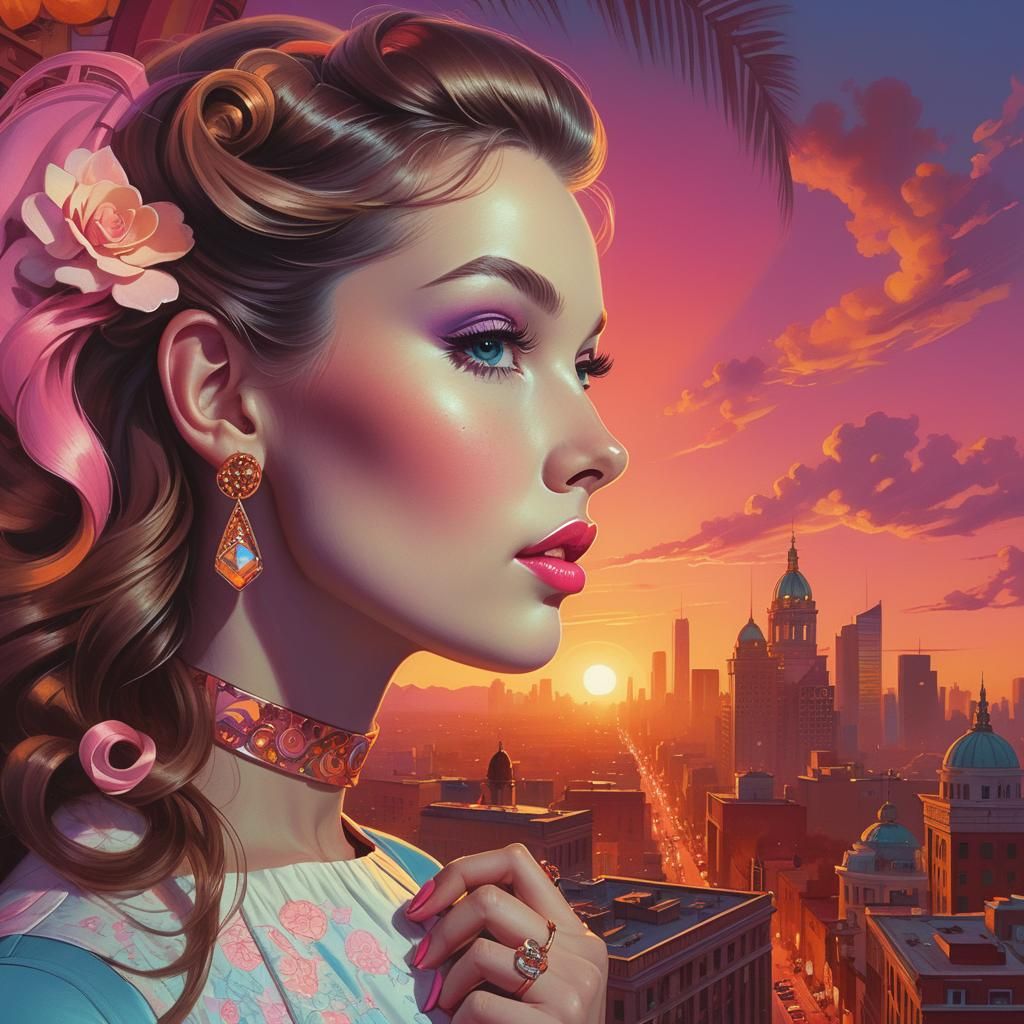 City Sunset Brunette Portrait v3