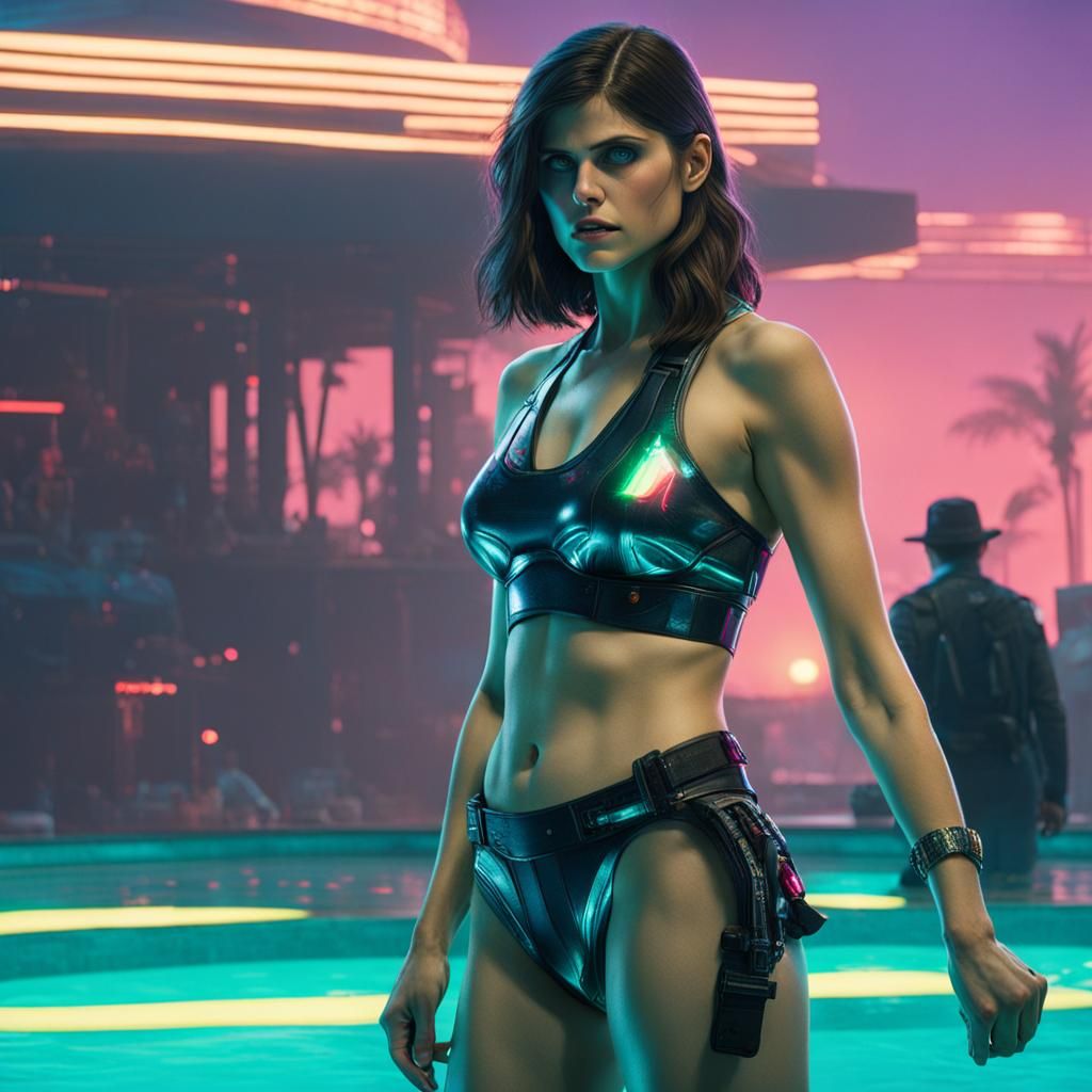 Alexandra Daddario in Cyberpunk 2099 Metal Bikini