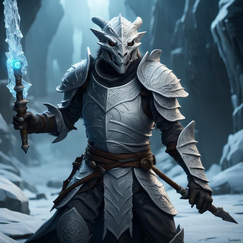 Dragonborn Rogue with Haunted Ice Rapier