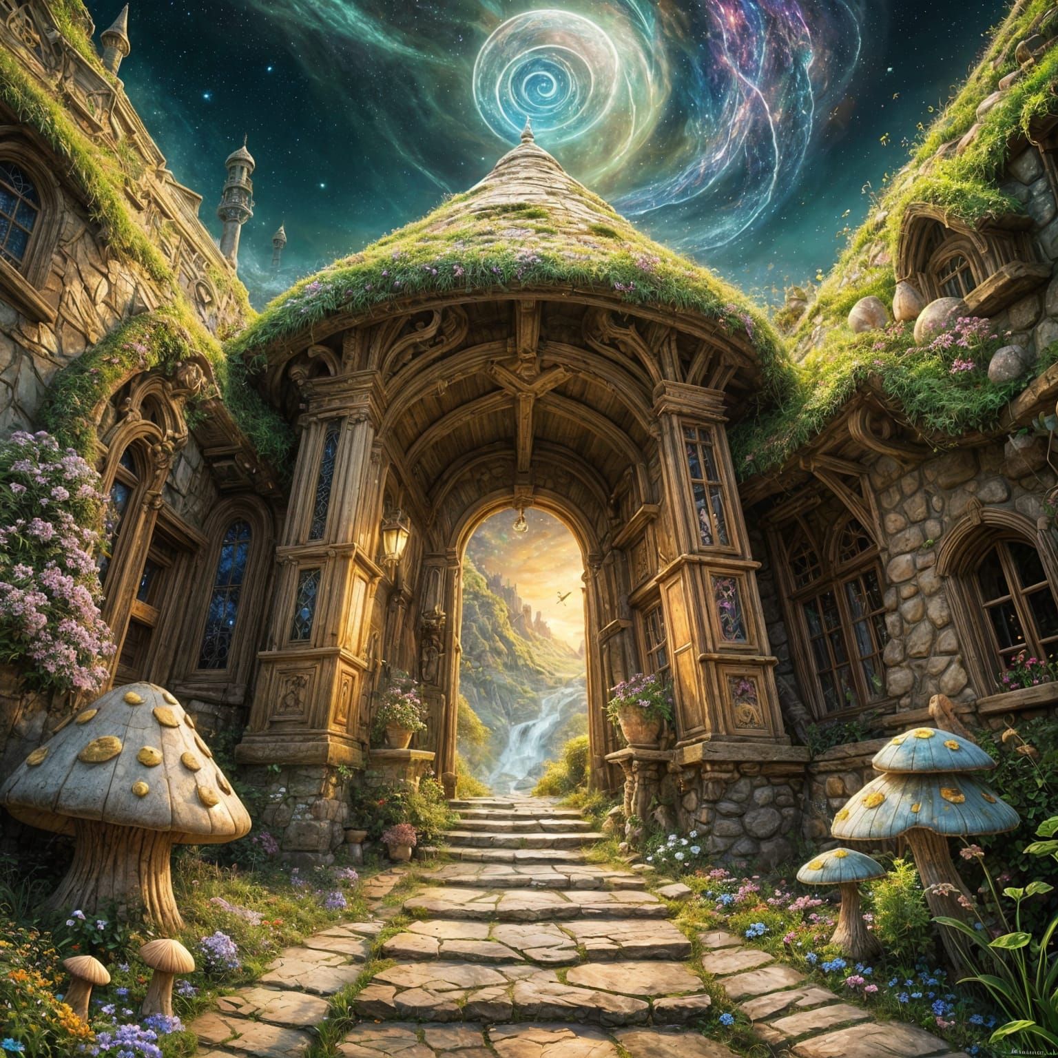 Enchanted Fairy Mushroom House in Fairytale Style