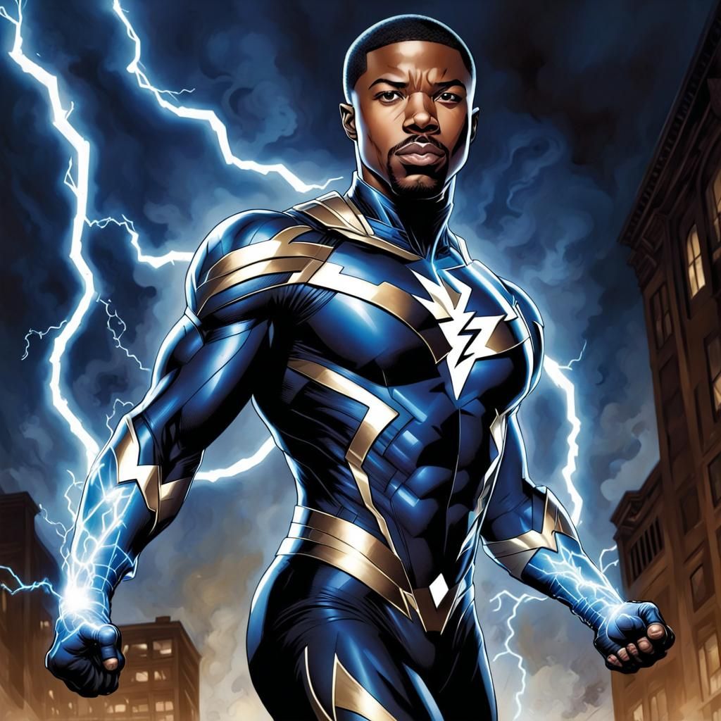 Michael B. Jordan as Black Lightning Comic Art