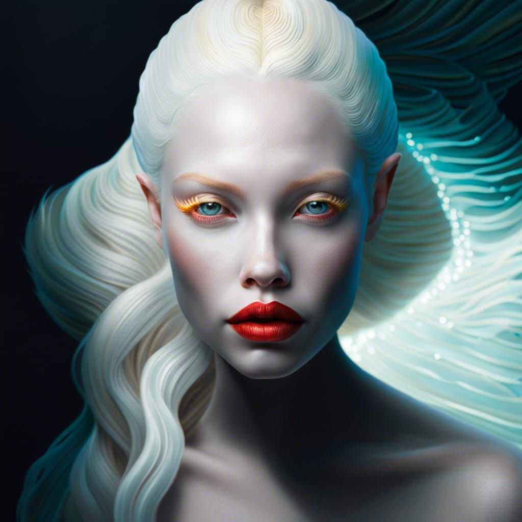 Ethereal Albino Mermaid in Ocean Depths