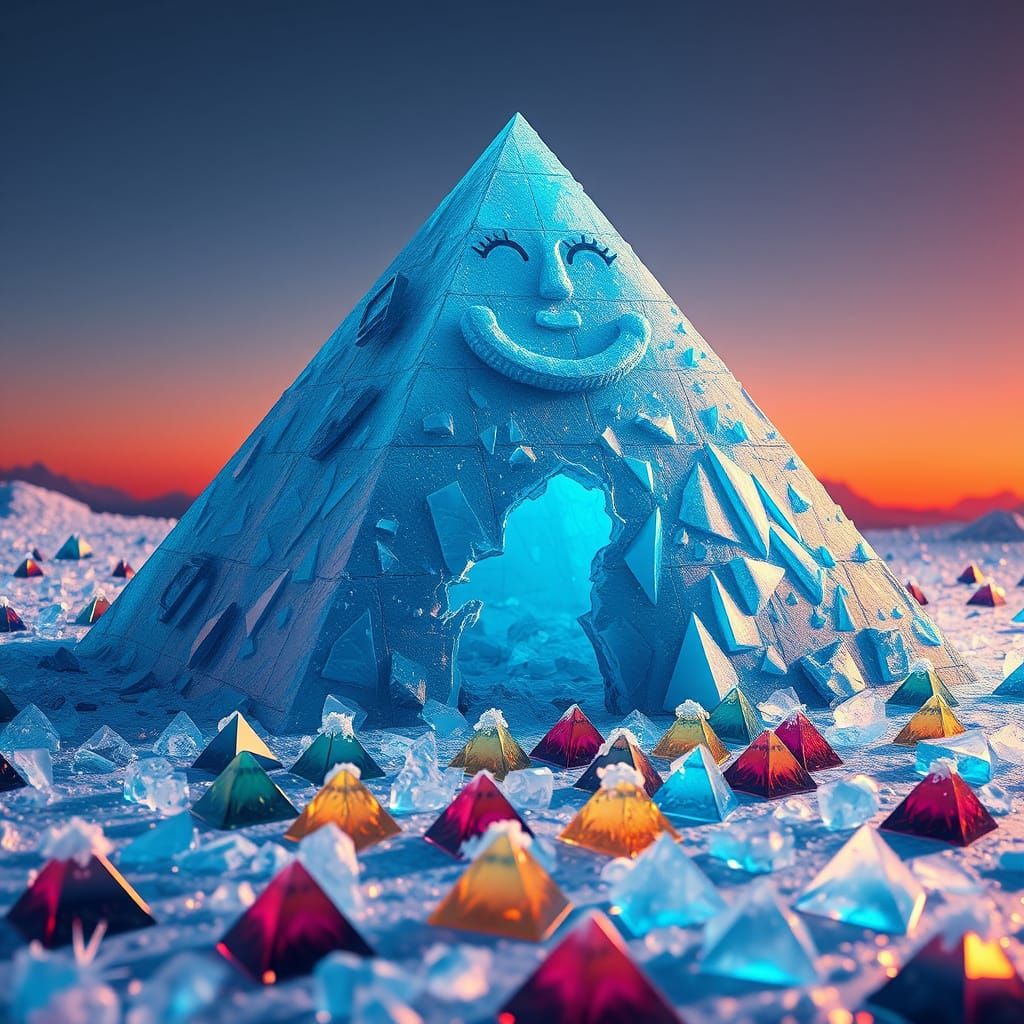 Colossal Plastic Pyramid Dissolves in Twilight