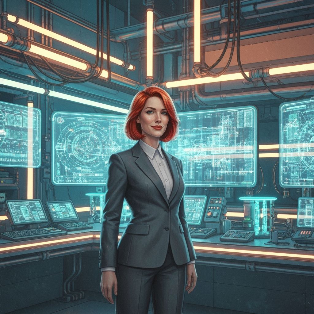 Futuristic Lab Scene in Retro-Futuristic Style